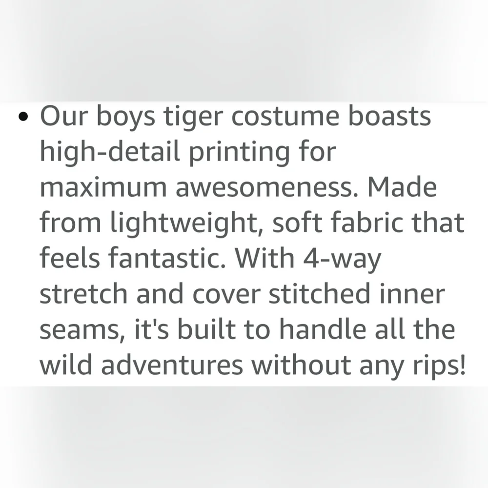 NEW Morphsuits Tiger Zip Up One Piece Animal Costume Kids Large Halloween